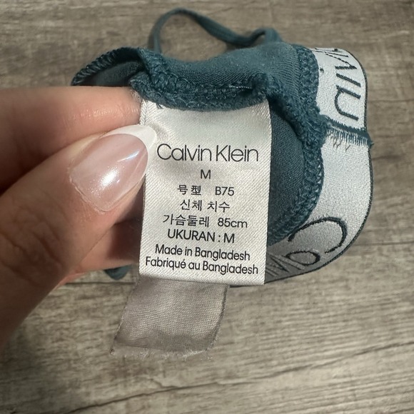 Calvin Klein Motive Cotton Lightly Lined Bralette Bra Women's M Emerald Green - Picture 4 of 6